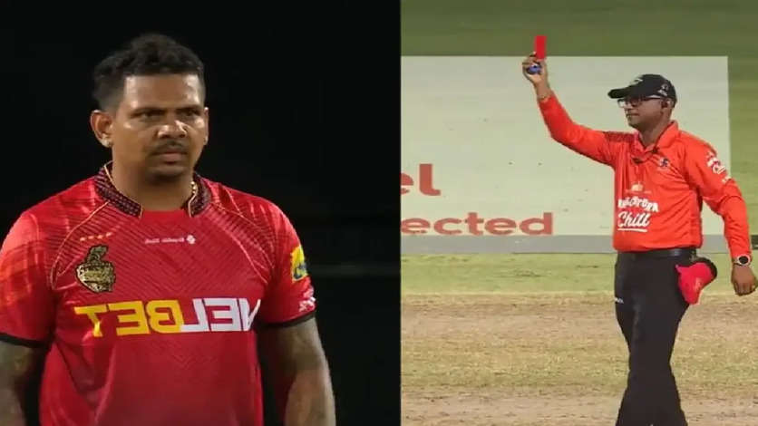 WATCH: Sunil Narine Becomes First-Ever Player To Get A Red Card In Cricket, Sent Off The Field In Caribbean Premier League (CPL) 2023 Match Due To THIS Reason