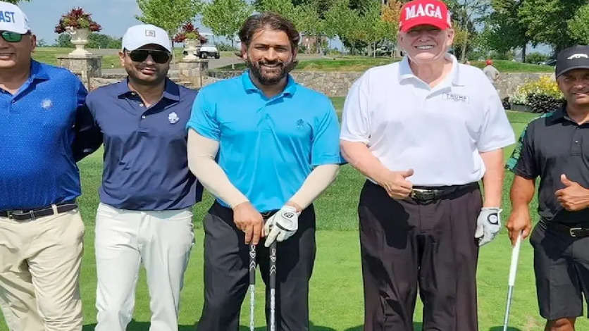 MS Dhoni Plays Golf With Former US President Donald Trump