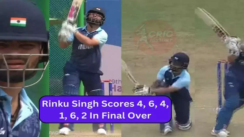 WATCH How Rinku Singh Scores 4, 6, 4, 1, 6, 2 In Final Over During India's Asian Games 2023 QF Match Against Nepal